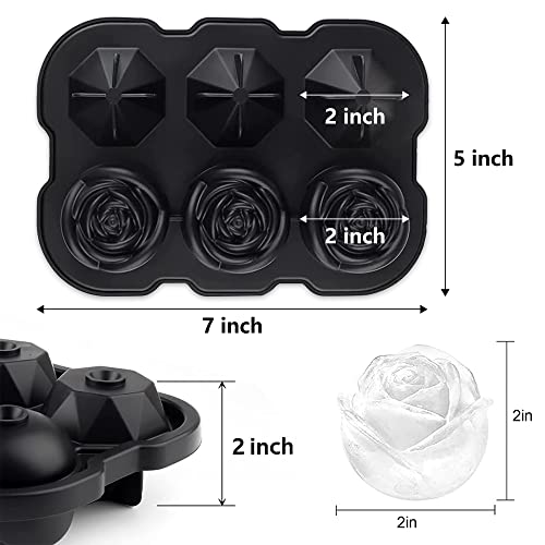 Silicone Ice Cube Tray with Lids, 2" Large Rose Ice Ball