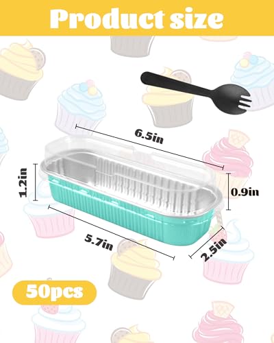 Mini Loaf Pans with Lids, 50 Pack, 6.8 oz, Blue - color: Blue