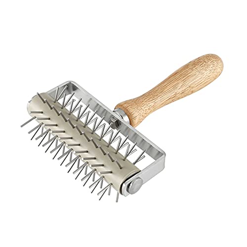 Time-Saver Pizza Dough Roller Docker with Wood Handle, for Pizza Cookie Cake Pie Pastry Bread Dough (Stainless Steel)