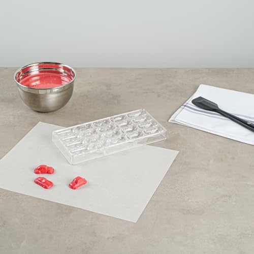 Pastry Tek 10.8 x 5.3 Inch Chocolate Shaping Mold, 1 Freezable Candy Mold - 20 Cavities, 3D Car-Shaped, Clear Polycarbonate Chocolate Mold, Dishwashable, Easy To Release - Restaurantware - size: 1 Count | 10.8 x 5.3 Inch, style: Car