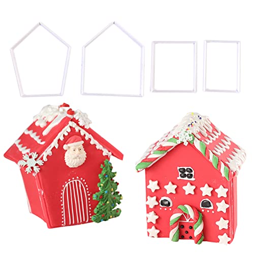 Gingerbread House Cookie Cutter Set, 3D Plastic Mini Christmas Cookie Cutter Kit, Biscuit Mold DIY Baking Tools