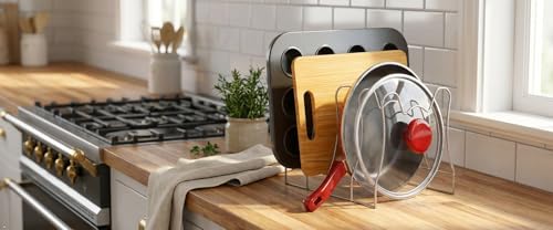 Simple Houseware Kitchen Pot Lid Rack Holder Organizer, Silver - color: Silver