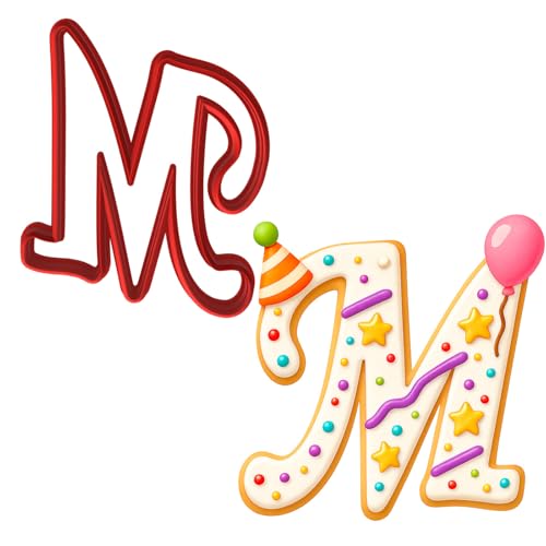 Mighty Gadget Fancy Cursive Letter A to Z Cookie Cutter - 4" Tall Alphabet Baking Mold (Random Color) (M) - color: M