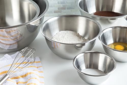 Fox Run 6-Piece Nesting Stainless Steel Polished Mixing Bowls Set - color: Stainless Steel, size: Set of 6 (0.5 - 10.75 Quart)