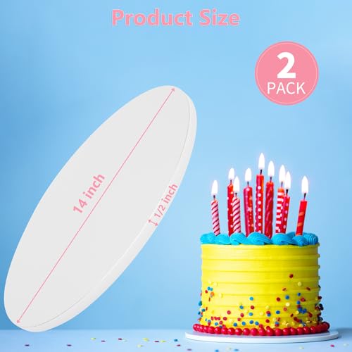 2 PCS 14-Inch Cake Drums, Sturdy Cake Boards, 1/2" Thick Cardboard Rounds for Multi-Layer Cakes, Food-Grade Cake Base - style: 14 inch, 2 PCS