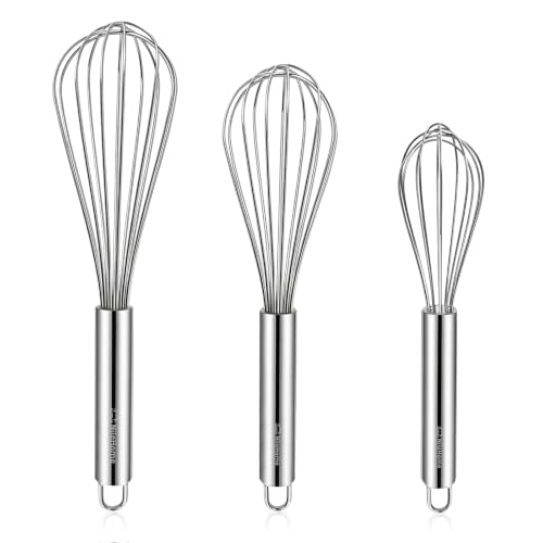 NileHome 3-Pack Stainless Steel Whisk Set, Kitchen Utensils for Cooking - color: Silver, size: 3 Piece