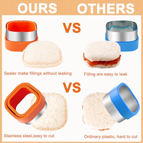 Nifogo Sandwich Cutter for Kids Lunch 48 Pcs (LARGE) - color: H-Orange Green 48pcs