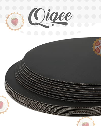 qiqee 12 Inch Black Cake Boards Round 40-Packs Circles Rounds Base Food-Grade Cardboard Cake Plate（Thinner But Stronger） - color: Black, size: 12 inch / 40Pcs