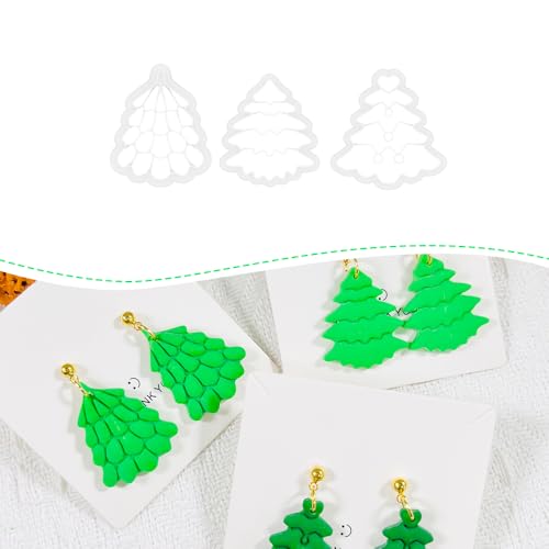 Xaekicr Christmas Tree Polymer Clay Cutters – 3 Style Clay Cutters for Holiday Earrings, Christmas Clay Tools for Polymer Clay Jewelry and Crafts - color: U color