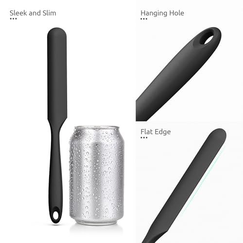 U-Taste Skinny Silicone Jar Spatula Scraper, 10in Sourdough Tool, Black - color: Black, size: 9.72 in