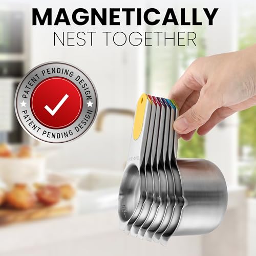 Spring Chef Magnetic Stainless Steel Measuring Cups Set of 7, Multicolor - color: Multicolor