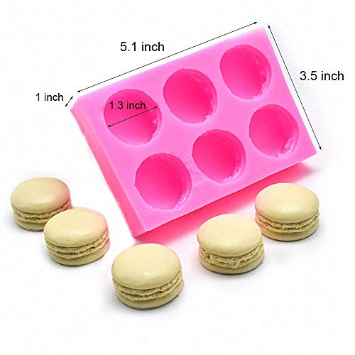 MoldFun 6-Cavity 3D Macaron Hamburger Silicone Mold for Fondant, Cake/Cupcake Decorating, Baking, Gum Paste, Chocolate, Candy, Mini Soap, Bath Bomb