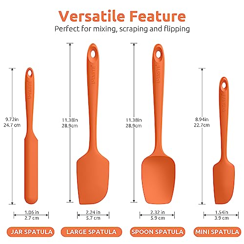 U-Taste Silicone Spatula Set with 600 Degrees Fahrenheit Heat Resistant (Orange) - color: Orange