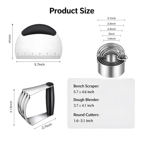 Stainless Steel Biscuit Cutter Set, Pastry Scraper, Dough Blender(7Pcs) - size: 7 Pcs