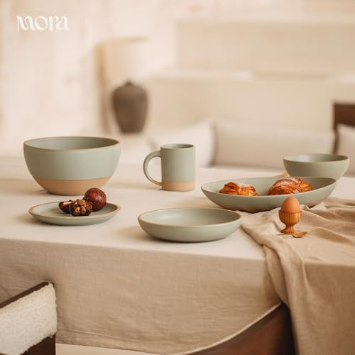Mora Micro Ramekins Set of 4, 6oz Ceramic Pottery Baking Dishes - Microwave, Oven and Dishwasher Safe - Thyme - color: Thyme, size: Micro