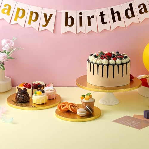 6-Pack Gold Cake Drum Board 10 Inch Circle Full Wrap Edge Cardboard Sheets Grease Proof Foil Stand Thick Disposable Base for Desserts Pastries Display - size: 10''