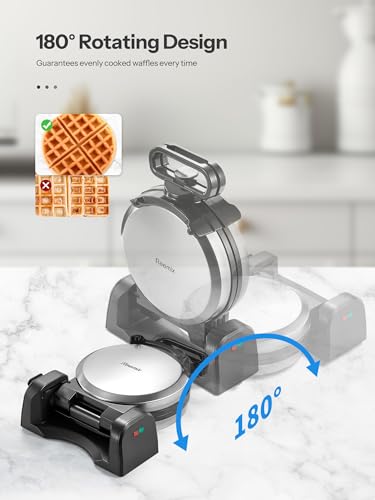 Reemix Waffle Maker, 180° Rotating Belgian Waffle Maker