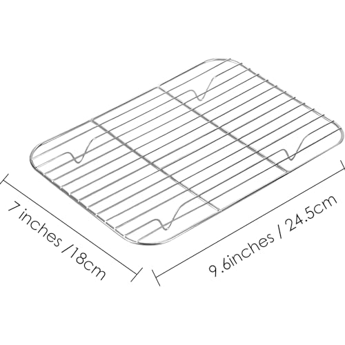 Linkidea 2 Pack Stainless Steel Grilling Rack, 9.6" x 7" Oven Safe Grid Wired Rack for Baking, BBQ Accessories Compatible with Stock Your Home, Stack Man, Eco-Foil,