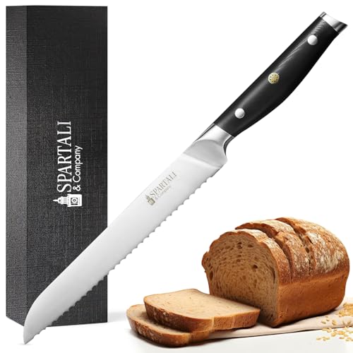 8-Inch Bread Knife – Serrated High Carbon German Stainless Steel Blade for Bread, Bagels & Pastries – Ergonomic Handle, Rust-Resistant, Ultra-Sharp Edge – Ideal for Home Bakers and Chefs.