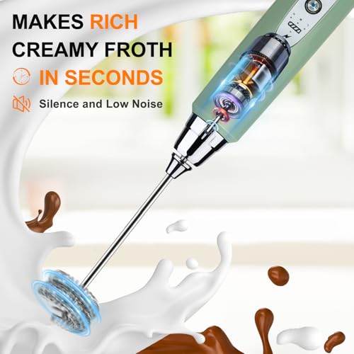 YUSWKO Handheld Milk Frother Wand for Coffee, Rechargeable Electric Whisk
