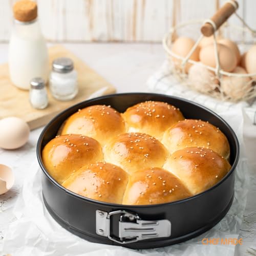 CHEFMADE Springform Pan, 10 Inch Round Cake Pan with Removable Bottom，Chiffon Bakeware for Oven and Instant Pot (Black) - size: 10 Inch