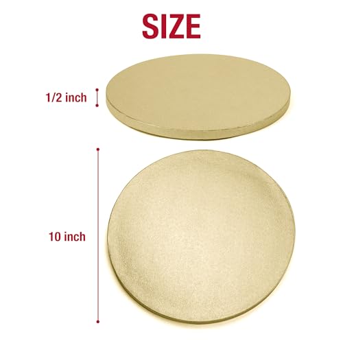 5Pcs 10 Inch Gold Round Cake Boards, 1/2inch Thick Sturdy Cake Drums with Smooth Straight Edges, Waterproof & Oil-Proof (Gold, 10") - color: Gold, size: 10"