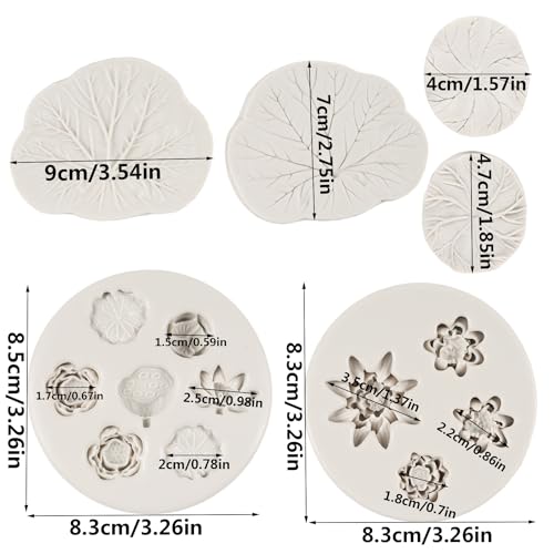 Lotus Flower Silicone Molds Lotus Leaf Fondant Mold Set of 4 - color: Style E