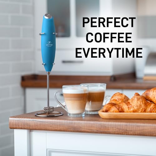 Zulay Kitchen Powerful Milk Frother Wand With Duracell Batteries - Ultra Fast Handheld Drink Mixer - Electric Whisk Foam Maker for Coffee, Lattes, Cappuccino & Matcha - Double Whisk - Teal - color: Tropical Teal, size: Double Whisk + Batteries