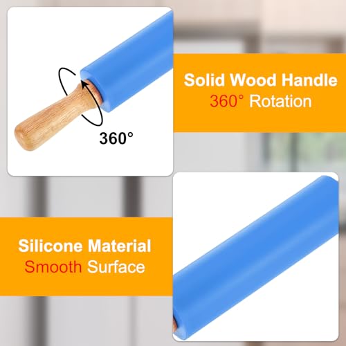 uxcell 7.5 Inch Silicone Rolling Pin Small Dough Roller Blue - color: Blue, size: 7.5 Inch