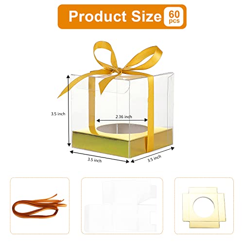 60 Pcs Clear Plastic Cupcake BoxesGold Single Cupcake Containers