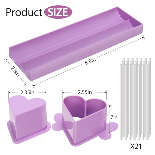 Heart Cake Pop Mold Set with 9in Tray and Sticks- Purple - color: Purple（Heart）
