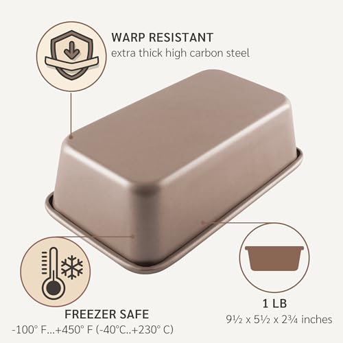 HAPPIELS 5 x 9 inch Nonstick Loaf Pan 1lb for Oven Baking, PFOA & BPA Free - style: Loaf Pan