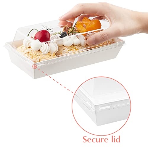Ocmoiy Charcuterie Boxes with Clear Lids, 7.5x3.3 Inches, 50 Pack, White - color: White