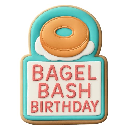 Bagel Bash Birthday Cookie Cutter & Stamp, Fondant & Clay - 2.9x4