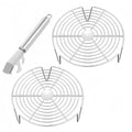 2Pcs Round Steamer Rack and Cooling Rack, Stainless Steel Steamer Rack, Steaming Baking Rack,For various cookware (+Anti scald clip tool, 7 * 20cm) - size: 7*20cm