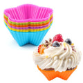 12 Pack Reusable Silicone Cupcake Liners Baking Cups Liners - color: Colored-Star