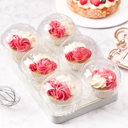 Zezzxu 50 Pack Individual Cupcake Containers Plastic Cake Boxes Stackable