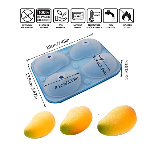 4 Holes 3D Mango Shape Cake Mold Fruit Pudding Ice Tray Mold Jelly Pastry Ice Cream Mould Mousse Cake Baking Molds