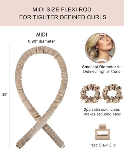 Midi Satin Heatless Curls Overnight Curling Rod Set - color: MIDI Oat