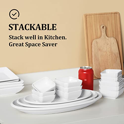 3 OZ Square Dip Bowls Set of 6, White Ceramic Dipping Sauce Dishes - size: 3 oz