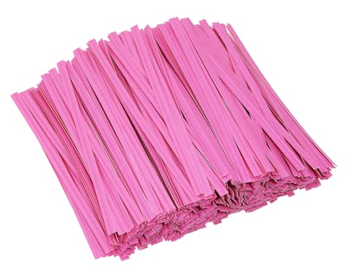 ONLYKXY 500pcs Kraft Paper Twist Ties Plant Ties 4inch Reusable Bread Twist Ties cake pop ties Cable Ties Candy Ties for Bags (Rose Red) - color: Rose Red