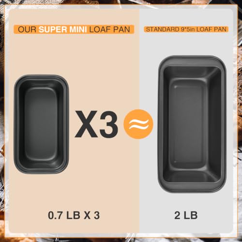 6 x 3 x 2 In Mini Loaf Pans for Baking Bread, Meatloaf, Bananas, Brownies - color: Black, size: Mini 6x3 Inch-8pack