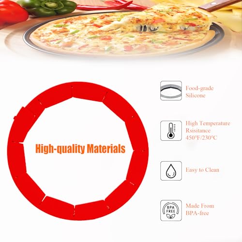 Easily Adjustable Silicone Pie Crust Protector, Fits8-11.5" Pie Crust - size: red