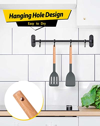 BUNDLEPRO Silicone Spatula, Solid & Slotted Turner, BPA-Free, 2 Pack, Gray - color: Dark Gray