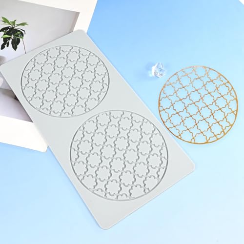 TUKE Silicone Embossing Mold Round Pane for Fondant & Clay - size: D_ Pane Pattern