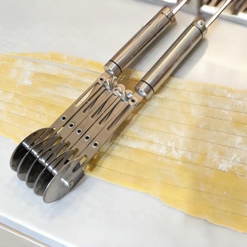 Wheel Pastry Cutter, Adjustable Pasta Cutter with Handle, Stainless Steel Dough Slicer for Noodles, Pizza, Brownies, Pie Crust, Multi-Tool for Baking & Cooking (3 Roller) - color: 3 Roller