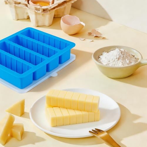 Sidosir 2 Pcs Butter Silicone Mold with Lid, Non-Stick Butter Mold Tray with Measurements for Chocolate and Homemade cakes, Ice, Butter Mold for Homemade Butter - size: Standard with Scale Markings