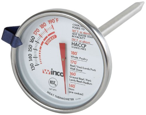 Winco 2" Dial Clear Meat Thermometer - size: 2 inch Dial with 5 inch Probe, style: Meat