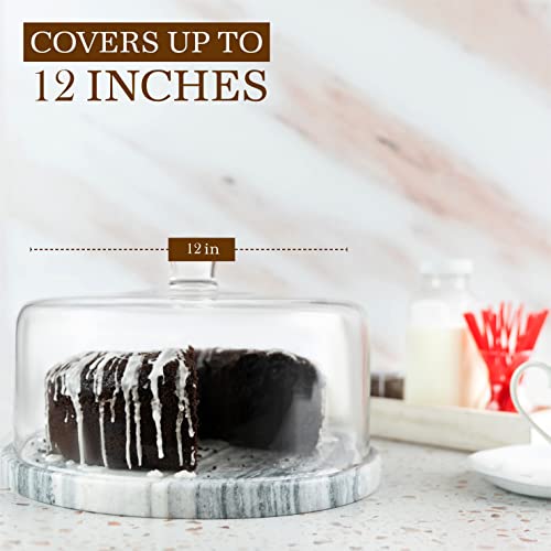 Marble Cake Stand with Glass Dome Cover