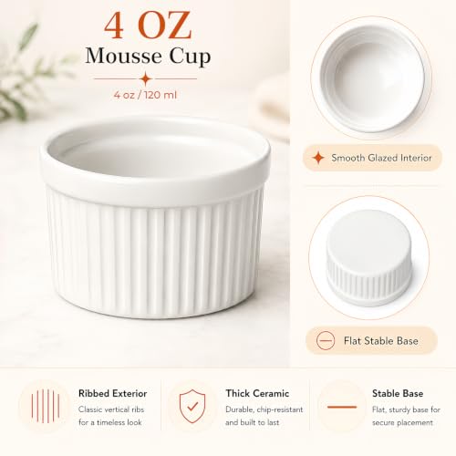 WERTIOO Ramekins 4 oz Oven Safe, 12 Pack Creme Brulee Ramekin Baking Dishes - size: 4 OZ
